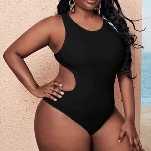 Plus Cut-Out Cross Back One Piece Swimsuit